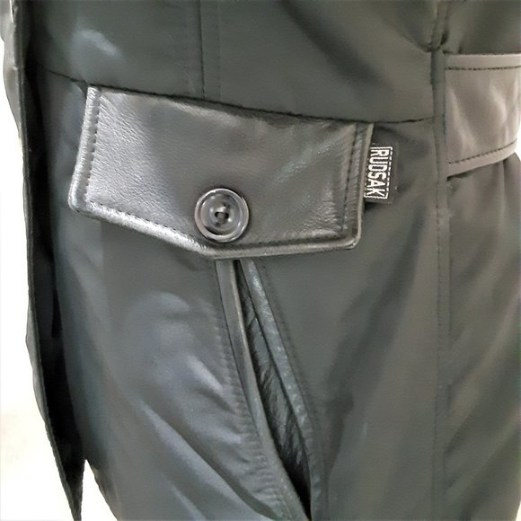 Rudsack - Double-breasted Leather/Fabric Coat - Picture 6 of 16